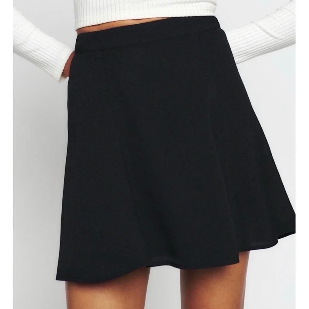 Reformation Black A-Line Mini Skirt Size S Crepe Flared Skater Skirt
